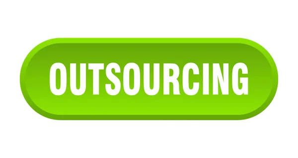 Pulsante Outsourcing Segno Arrotondato Isolato Sfondo Bianco — Vettoriale Stock