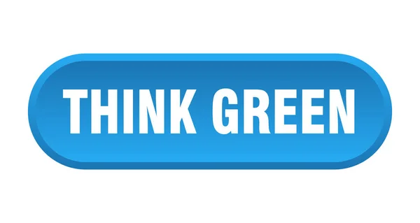 Denk Aan Groene Knop Afgerond Bord Geïsoleerd Witte Achtergrond — Stockvector