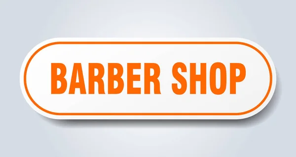 Sinal Barbearia Autocolante Isolado Arredondado Botão Branco — Vetor de Stock