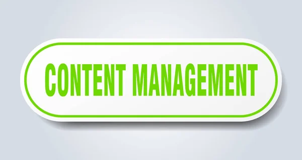 Content Management Teken Afgeronde Geïsoleerde Sticker Witte Knop — Stockvector