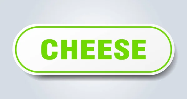 チーズの看板 丸みを帯びたステッカー 白いボタン — ストックベクタ
