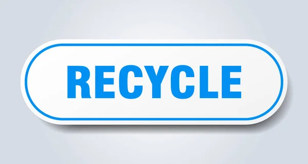 Recycling Zeichen Abgerundete Einzelaufkleber Weißer Knopf — Stockvektor
