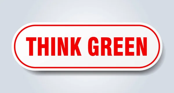Denke Grünes Zeichen Abgerundete Einzelaufkleber Weißer Knopf — Stockvektor
