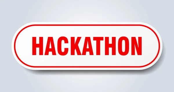Υπογραφή Hackathon Στρογγυλεμένο Αυτοκόλλητο Λευκό Κουμπί — Διανυσματικό Αρχείο