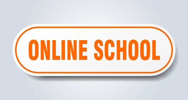 Знак Онлайн Школы Округлый Изолированный Стикер Белая Кнопка — стоковый вектор