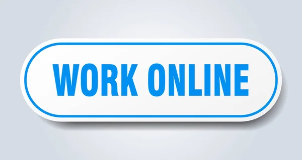 Bekerja Tanda Online Bulat Stiker Terisolasi Tombol Putih - Stok Vektor