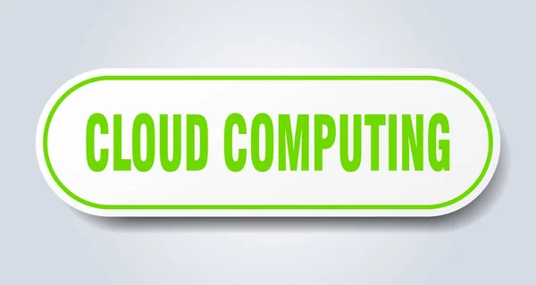 Signe Cloud Computing Autocollant Isolé Arrondi Bouton Blanc — Image vectorielle