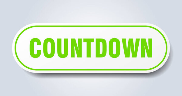 countdown sign. rounded isolated sticker. white button