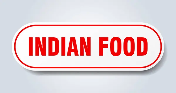 Indian Food Sign Rounded Isolated Sticker White Button — Stock Vector