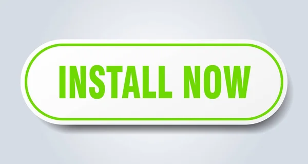 Install Now Sign Rounded Isolated Sticker White Button — Stock Vector