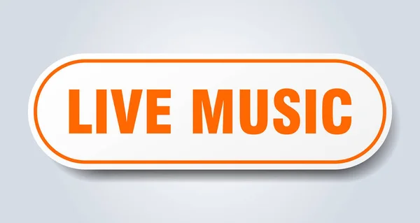 Live Musik Abgerundete Einzelaufkleber Weißer Knopf — Stockvektor