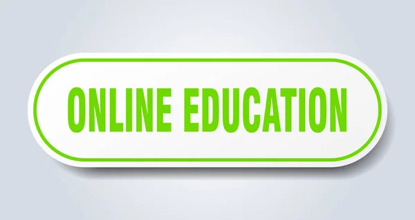 Znak Edukacyjny Online Zaokrąglone Pojedyncze Naklejki Biały Przycisk — Wektor stockowy