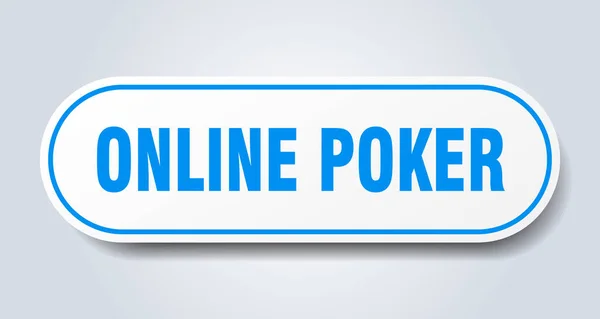 Segno Poker Online Adesivo Isolato Arrotondato Pulsante Bianco — Vettoriale Stock