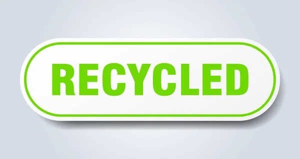 Recycling Zeichen Abgerundete Einzelaufkleber Weißer Knopf — Stockvektor