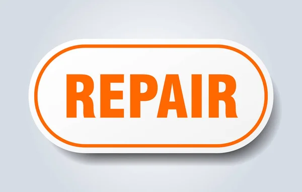 Señal Reparación Pegatina Aislada Redondeada Botón Blanco — Vector de stock