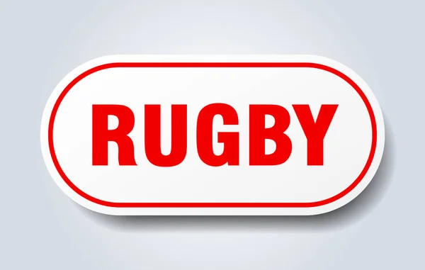 Señal Rugby Pegatina Aislada Redondeada Botón Blanco — Archivo Imágenes Vectoriales