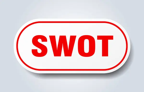 Swot Sign Rounded Isolated Sticker White Button — Stock Vector