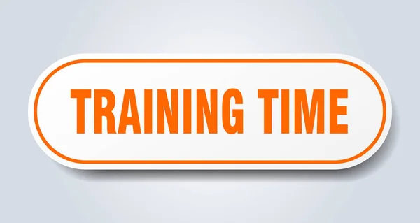 Training Time Sign Rounded Isolated Sticker White Button — Stock Vector