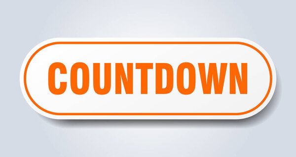 countdown sign. rounded isolated sticker. white button