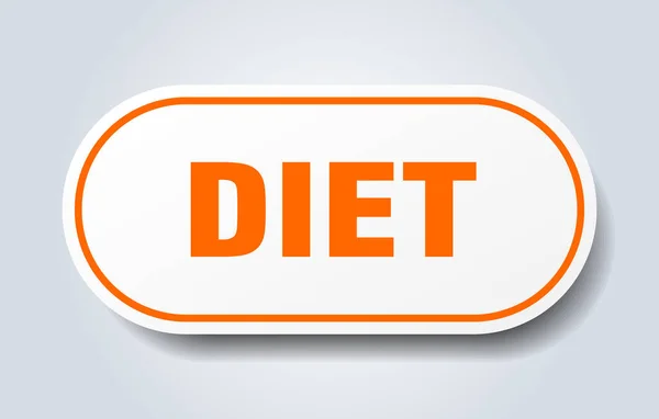 Sinal Dieta Autocolante Isolado Arredondado Botão Branco — Vetor de Stock