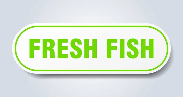 Zeichen Für Frischen Fisch Abgerundete Einzelaufkleber Weißer Knopf — Stockvektor