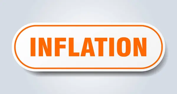 Inflační Znamení Zaoblená Izolovaná Samolepka Bílé Tlačítko — Stockový vektor