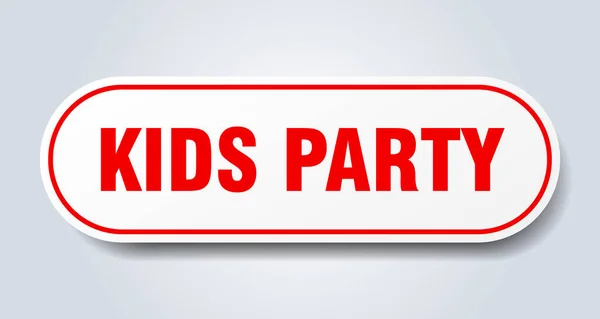Παιδικό Πάρτι Στρογγυλεμένο Αυτοκόλλητο Λευκό Κουμπί — Διανυσματικό Αρχείο