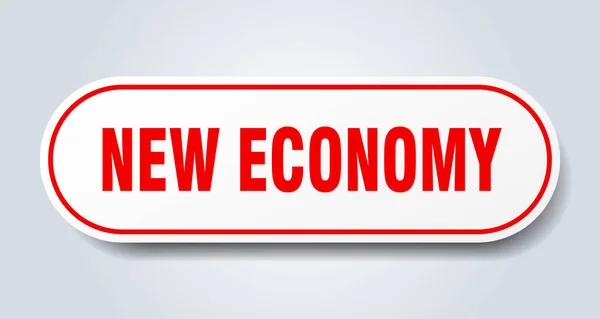 Знак Новой Экономики Округлый Изолированный Стикер Белая Кнопка — стоковый вектор