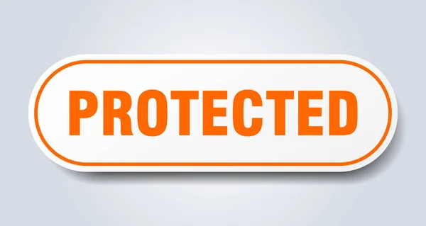 Signo Protegido Pegatina Aislada Redondeada Botón Blanco — Vector de stock