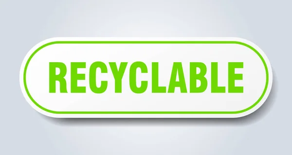 Recyclable Sign Rounded Isolated Sticker White Button — Stock Vector