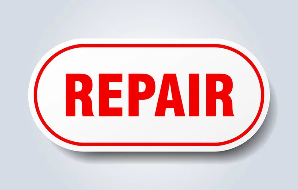 Señal Reparación Pegatina Aislada Redondeada Botón Blanco — Vector de stock