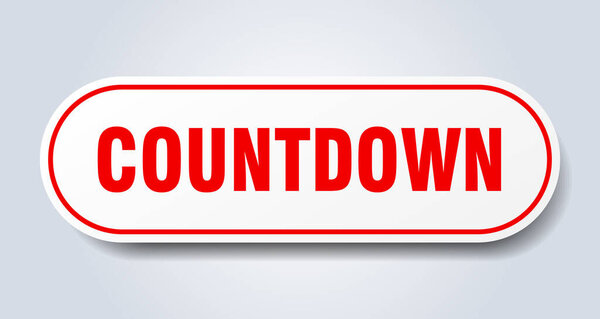 countdown sign. rounded isolated sticker. white button