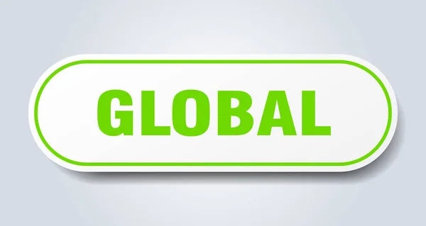 Globaal Teken Afgeronde Geïsoleerde Sticker Witte Knop — Stockvector