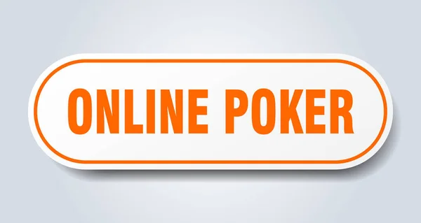 Segno Poker Online Adesivo Isolato Arrotondato Pulsante Bianco — Vettoriale Stock