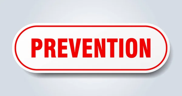 Señal Prevención Pegatina Aislada Redondeada Botón Blanco — Archivo Imágenes Vectoriales