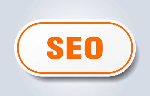 Seo Sign Autocollant Isolé Arrondi Bouton Blanc — Image vectorielle