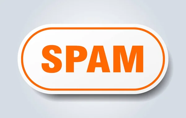 Spam Işareti Zole Edilmiş Bir Çıkartma Beyaz Düğme — Stok Vektör