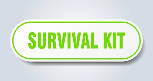 Kit Sobrevivência Sinal Autocolante Isolado Arredondado Botão Branco — Vetor de Stock