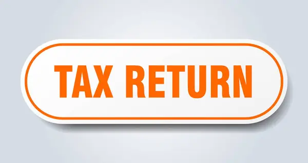 Tax Return Sign Rounded Isolated Sticker White Button — Stock Vector