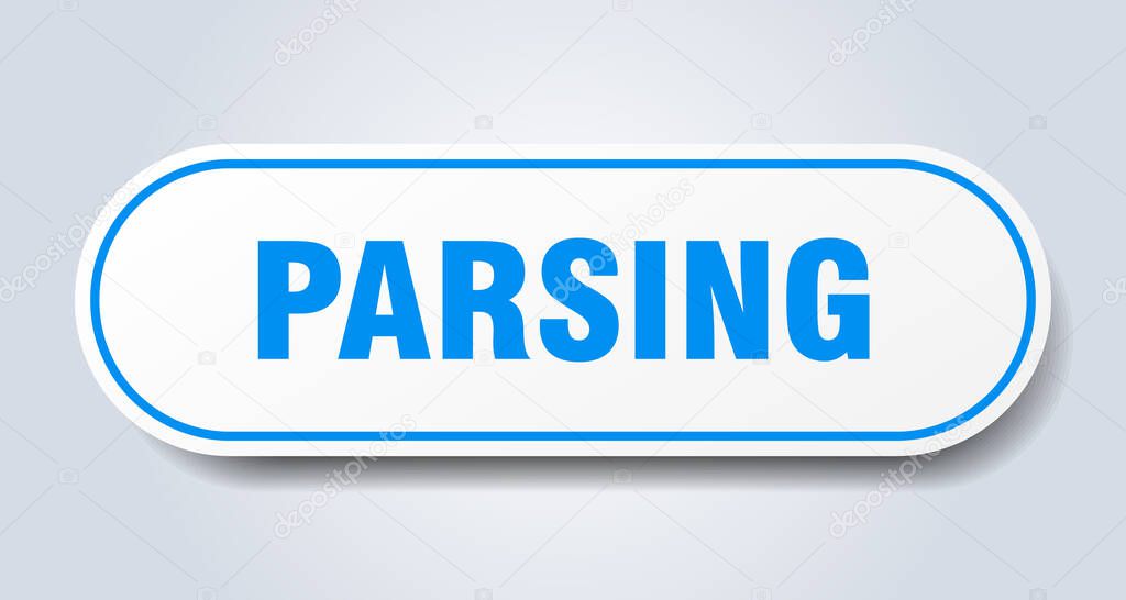 parsing sign. rounded isolated sticker. white button