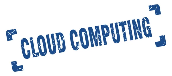 Timbre Cloud Computing Grunge Carré Signe Sur Fond Blanc — Image vectorielle