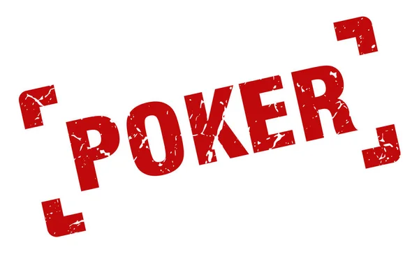 Poker Postzegel Vierkant Grunge Teken Witte Achtergrond — Stockvector