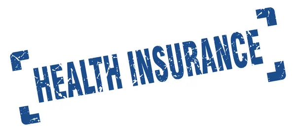健康保险印章 白色背景上的正方形磨擦标志 — 图库矢量图片
