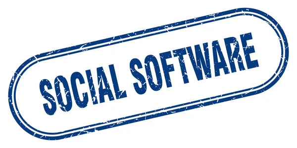 Timbro Del Software Sociale Segno Grunge Arrotondato Sfondo Bianco — Vettoriale Stock