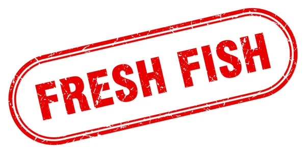 Timbro Pesce Fresco Segno Grunge Arrotondato Sfondo Bianco — Vettoriale Stock