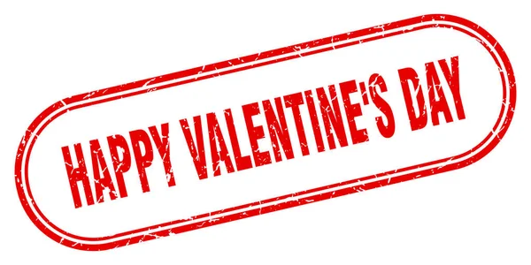 Šťastné Valentýnské Razítko Zaoblené Grunge Znamení Bílém Pozadí — Stockový vektor