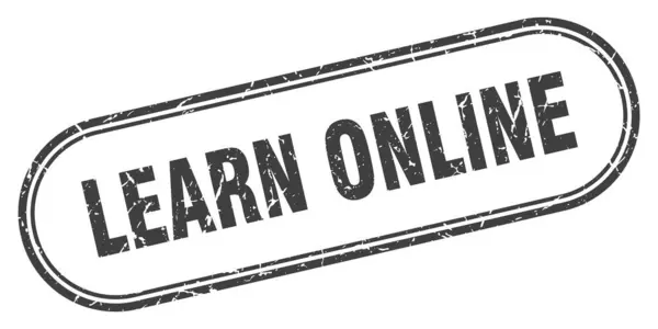 Imparare Timbro Online Segno Grunge Arrotondato Sfondo Bianco — Vettoriale Stock