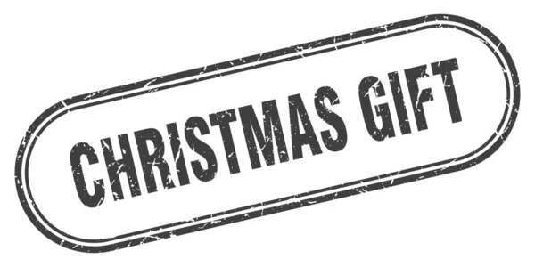Timbre Cadeau Noël Signe Grunge Arrondi Sur Fond Blanc — Image vectorielle