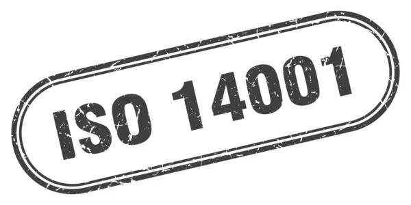 Iso 14001 Stämpel Rundad Grunge Tecken Vit Bakgrund — Stock vektor