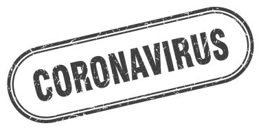 Coronavirus pulu. Beyaz arkaplanda yuvarlak grunge işareti